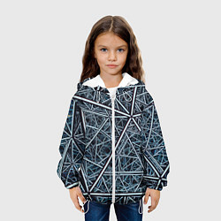 Куртка с капюшоном детская Абстрактное множество технологичных связей, цвет: 3D-белый — фото 2