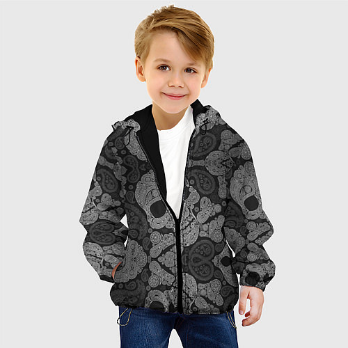 Детская куртка Абстрактные черепа пейсли / 3D-Черный – фото 4