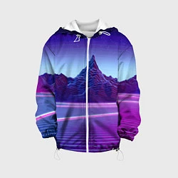 Куртка с капюшоном детская Neon mountains - Vaporwave, цвет: 3D-белый