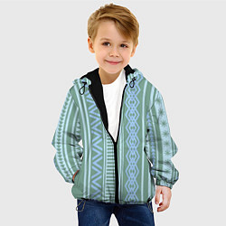 Куртка с капюшоном детская Зелёные и синие абстрактные узоры, цвет: 3D-черный — фото 2