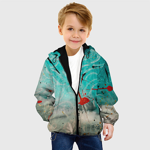 Детская куртка Абстрактные песок и небо с красками / 3D-Черный – фото 4