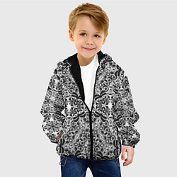 Куртка с капюшоном детская Черно-белый ажурный кружевной узор, цвет: 3D-черный — фото 2