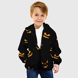 Куртка с капюшоном детская Halloween горящие тыквы, цвет: 3D-черный — фото 2