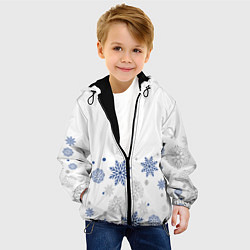 Куртка с капюшоном детская Новогодние Снежинки - Белый, цвет: 3D-черный — фото 2