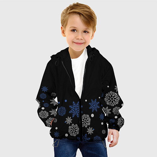 Детская куртка Снежинки - Новогодние / 3D-Черный – фото 4
