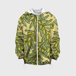 Куртка с капюшоном детская Винтажные ветви оливок, цвет: 3D-белый