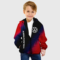 Куртка с капюшоном детская Volkswagen красный карбон, цвет: 3D-черный — фото 2