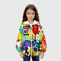 Куртка с капюшоном детская Радужный паттерн, цвет: 3D-белый — фото 2