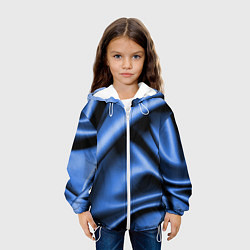 Куртка с капюшоном детская Складки гладкой синей ткани, цвет: 3D-белый — фото 2