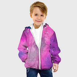 Куртка с капюшоном детская Розово-сиреневый дым, цвет: 3D-белый — фото 2