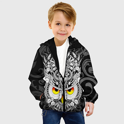 Детская куртка Сова с золотыми глазами / 3D-Черный – фото 4