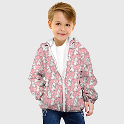 Куртка с капюшоном детская Зайчики паттерн, цвет: 3D-белый — фото 2