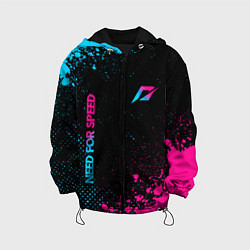 Куртка с капюшоном детская Need for Speed - neon gradient: надпись, символ, цвет: 3D-черный