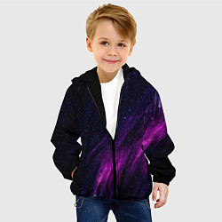 Куртка с капюшоном детская Абстрактные блёстки и звёзды, цвет: 3D-черный — фото 2
