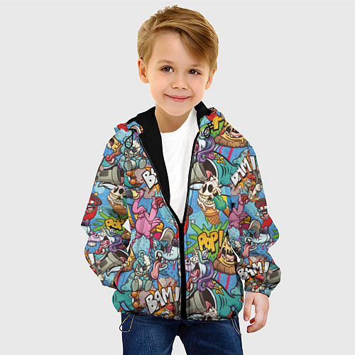 Детская куртка Сумасшедший поп-арт / 3D-Черный – фото 4