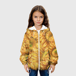 Куртка с капюшоном детская Подсолнухи, цвет: 3D-белый — фото 2
