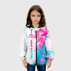 Куртка с капюшоном детская Need for Speed neon gradient style: по-вертикали, цвет: 3D-черный — фото 2
