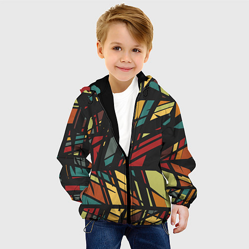 Детская куртка Абстракция в разноцветных линиях / 3D-Черный – фото 4