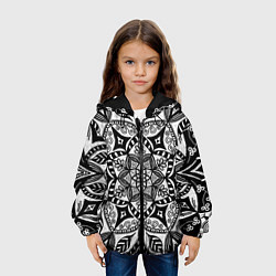 Куртка с капюшоном детская Черно-белая мандала, цвет: 3D-черный — фото 2