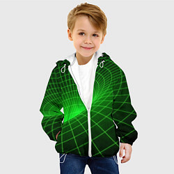 Куртка с капюшоном детская Зелёная неоновая чёрная дыра, цвет: 3D-белый — фото 2