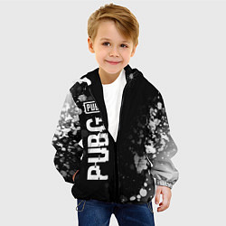 Куртка с капюшоном детская PUBG glitch на темном фоне: по-вертикали, цвет: 3D-черный — фото 2