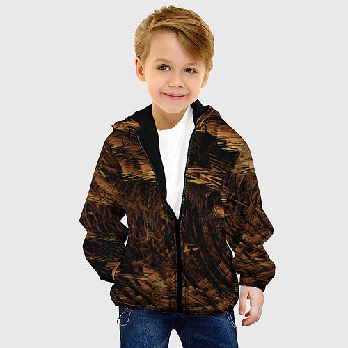 Детская куртка Абстрактные лиственные краски / 3D-Черный – фото 4