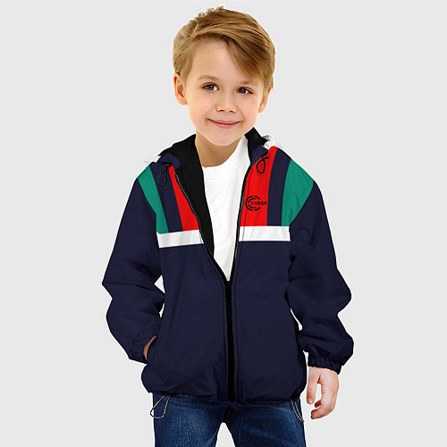 Детская куртка FIRM синий с зелеными плечами / 3D-Черный – фото 4