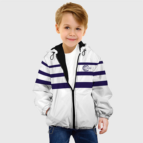 Детская куртка FIRM белая с синими полосами / 3D-Черный – фото 4