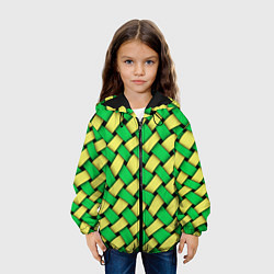 Куртка с капюшоном детская Жёлто-зелёная плетёнка - оптическая иллюзия, цвет: 3D-черный — фото 2