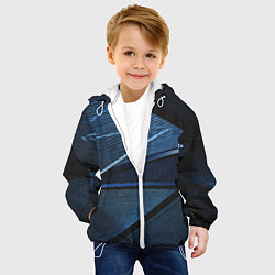 Куртка с капюшоном детская Тёмные геометрические линии и фигуры, цвет: 3D-белый — фото 2
