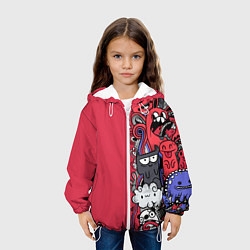 Куртка с капюшоном детская Графитти монстрики, цвет: 3D-белый — фото 2