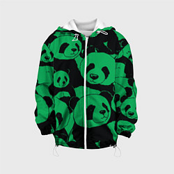 Куртка с капюшоном детская Panda green pattern, цвет: 3D-белый