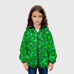 Куртка с капюшоном детская Абстрактные зелёные волны - текстура, цвет: 3D-черный — фото 2