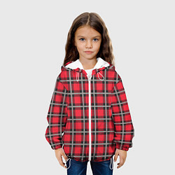 Куртка с капюшоном детская Красная шотландская клетка, цвет: 3D-белый — фото 2
