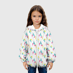 Куртка с капюшоном детская Паттерн треугольники, цвет: 3D-белый — фото 2