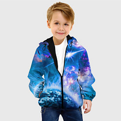 Куртка с капюшоном детская Космос - планета и яркая звезда, цвет: 3D-черный — фото 2