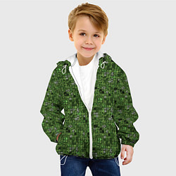 Куртка с капюшоном детская Милитари иероглифы, цвет: 3D-белый — фото 2