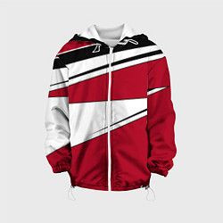 Куртка с капюшоном детская Красно черная геометрия на белом, цвет: 3D-белый