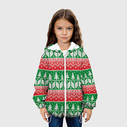 Куртка с капюшоном детская Зимний вязанный фон с елочками, цвет: 3D-белый — фото 2