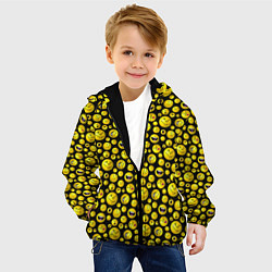 Куртка с капюшоном детская Шарики эмодзи на черном, цвет: 3D-черный — фото 2