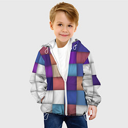 Куртка с капюшоном детская Геометрическое множество разноцветных квадратов, цвет: 3D-белый — фото 2