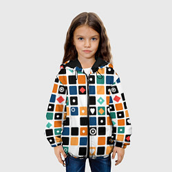 Куртка с капюшоном детская Разноцветный геометрический узор Мозаика, цвет: 3D-черный — фото 2