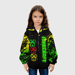 Куртка с капюшоном детская Minecraft - неоновые логотипы, цвет: 3D-черный — фото 2