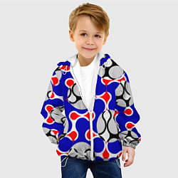 Куртка с капюшоном детская Абстрактные сине-красные паттерны и шары, цвет: 3D-белый — фото 2