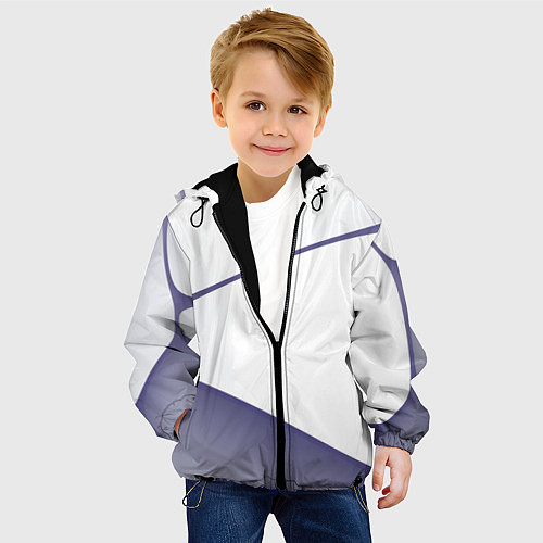 Детская куртка Абстрактный белый и фиолетовый паттерн / 3D-Черный – фото 4