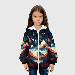 Куртка с капюшоном детская Футуризм горы, цвет: 3D-белый — фото 2