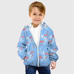 Куртка с капюшоном детская Паттерн с фламинго, цвет: 3D-белый — фото 2