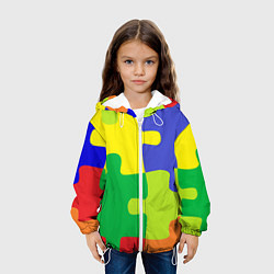 Куртка с капюшоном детская Пазлы разноцветные, цвет: 3D-белый — фото 2