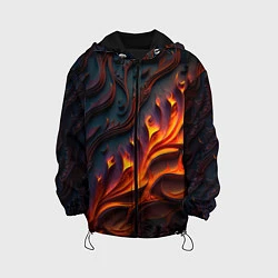 Куртка с капюшоном детская Огненный орнамент с языками пламени, цвет: 3D-черный