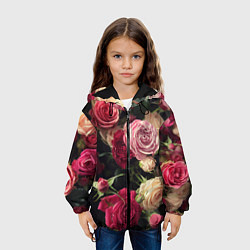 Куртка с капюшоном детская Нежные кустовые розы, цвет: 3D-черный — фото 2